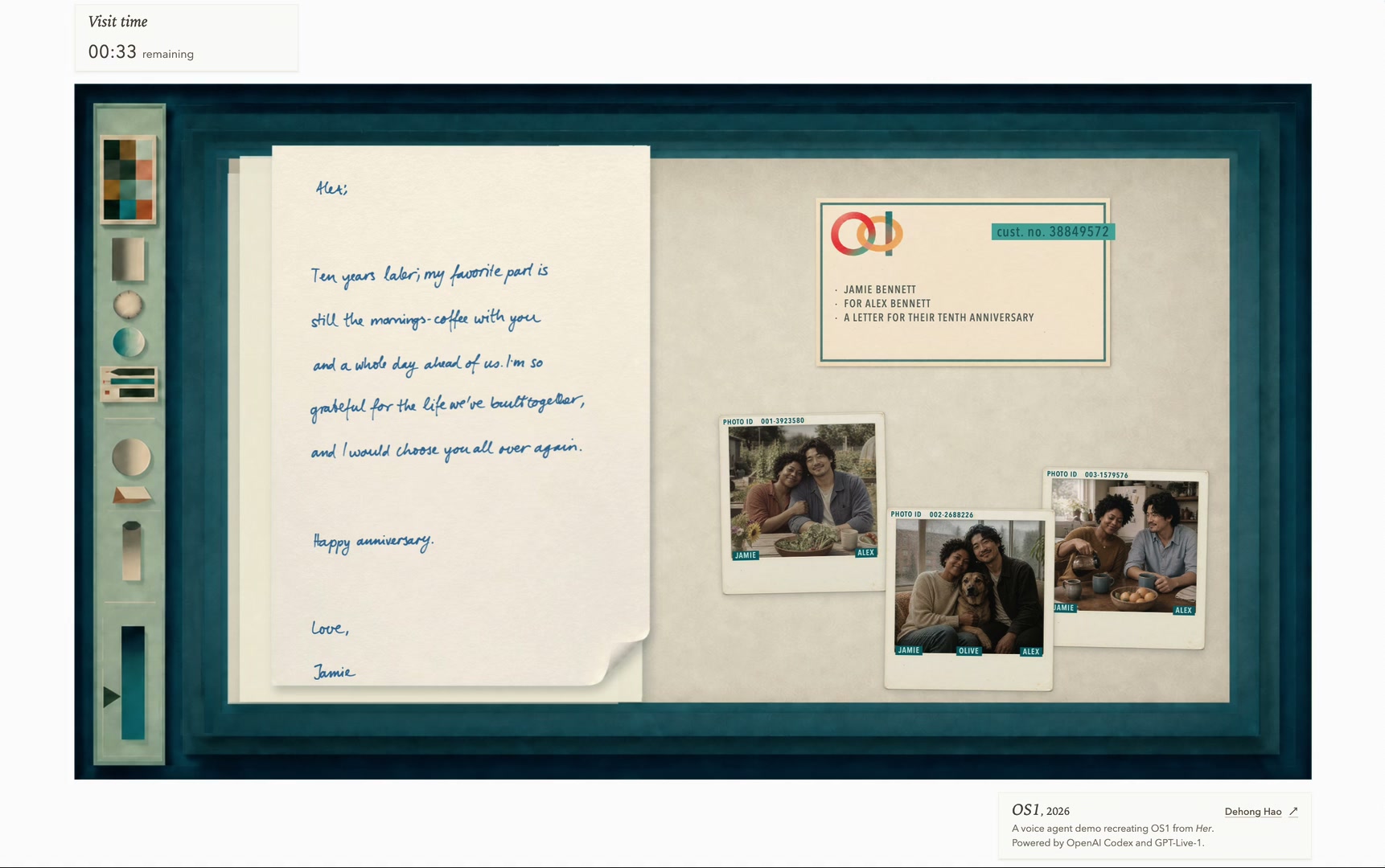 OS1 Letter Writer with a handwritten letter and recipient photos